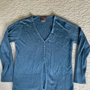 APRIL CORNELL Slate Blue Cardigan Rayon Sweater Women’s Medium M